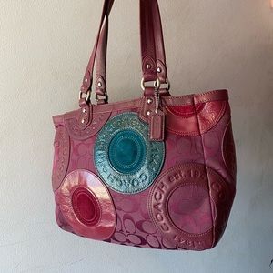 Coach suede and leather plum bag good condition
